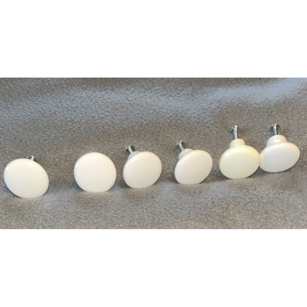 White Ceramic Porcelain Vintageโ Drawer Cabinet Knobs Pulls ( Lot Of 6) 1 1/2"